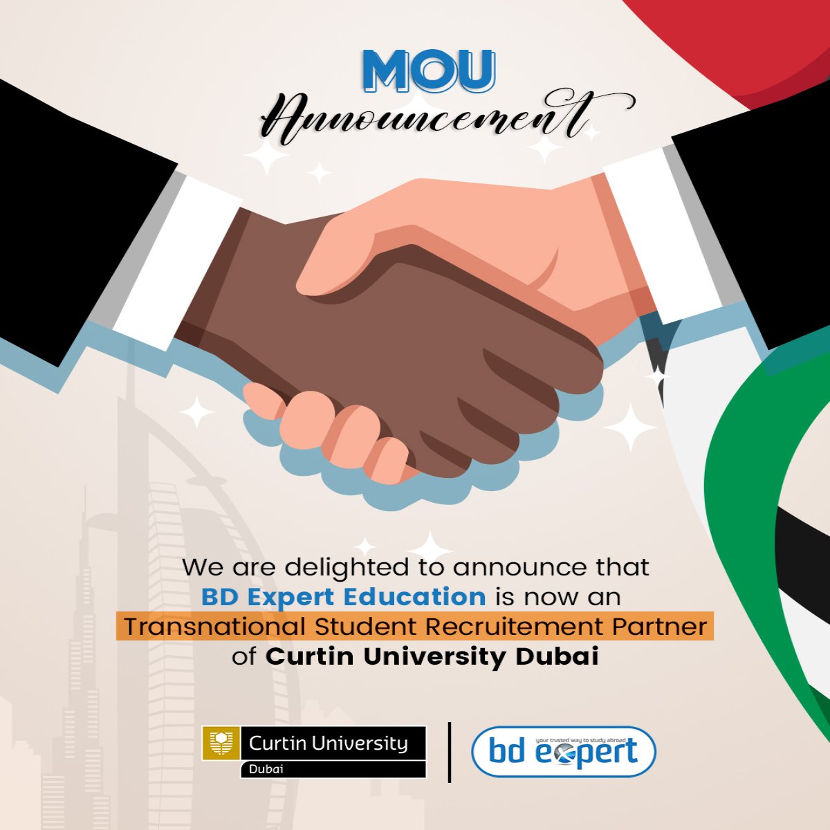 𝐌𝐎𝐔 𝐀𝐍𝐍𝐎𝐔𝐍𝐂𝐄𝐌𝐄𝐍𝐓 𝐰𝐢𝐭𝐡 𝐂𝐮𝐫𝐭𝐢𝐧 𝐔𝐧𝐢𝐯𝐞𝐫𝐬𝐢𝐭𝐲, 𝐃𝐮𝐛𝐚𝐢 - BD Expert Education